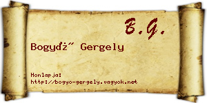 Bogyó Gergely névjegykártya